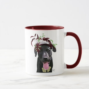Mug Labrador noir avec Fascinator vert