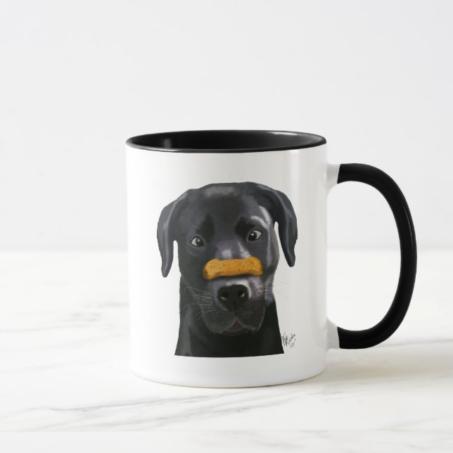 Mug Labrador noir avec os sur le nez (Droite)