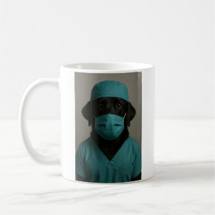 Mug Labrador noir en tenue de bloc