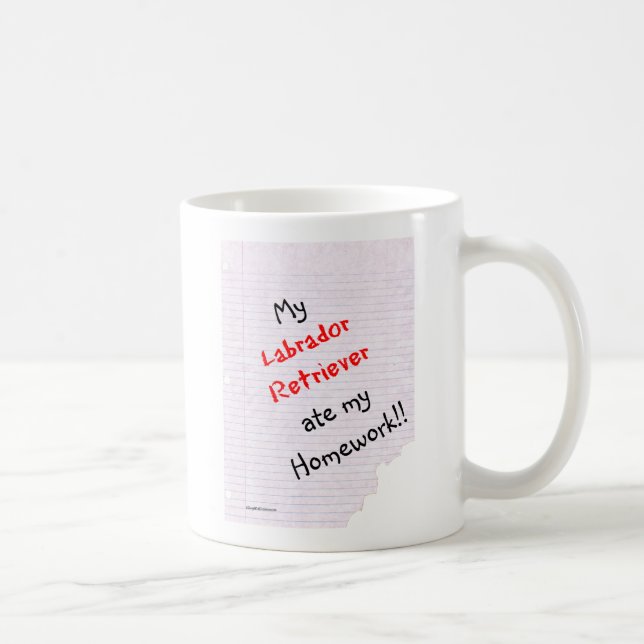 Mug Labrador Retriever a mangé mes devoirs (Droite)