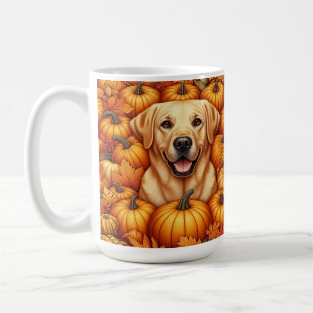Mug Labrador Retriever avec feuilles d'automne et Citr (Gauche)