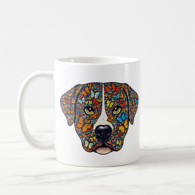 Mug Labrador Retriever Butterfly Kaleidoscope Portrait (Gauche)