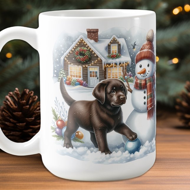 Mug Labrador Retriever Chien de vacances Snowman (Créateur téléchargé)