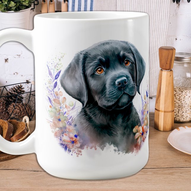 Mug Labrador Retriever Chien Moderne Floral Chiot (Créateur téléchargé)