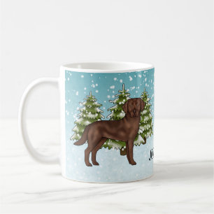 Mug Labrador Retriever Chocolat Noël Nom Personnalisé