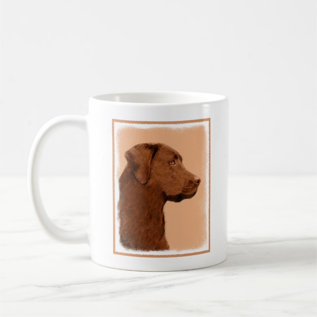 Mug Labrador Retriever (Chocolat) Peinture - Chien Art (Gauche)