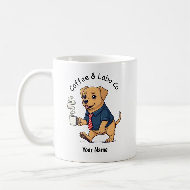 Mug Labrador Retriever drôle en costume d'affaires ave (Gauche)