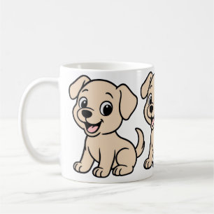 Mug Labrador Retriever Jaune Dessin Animé Assis
