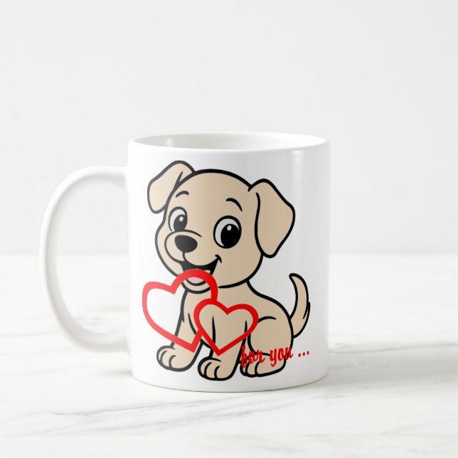 Mug Labrador Retriever Jaune Saint-Valentin Dessin Ani (Gauche)