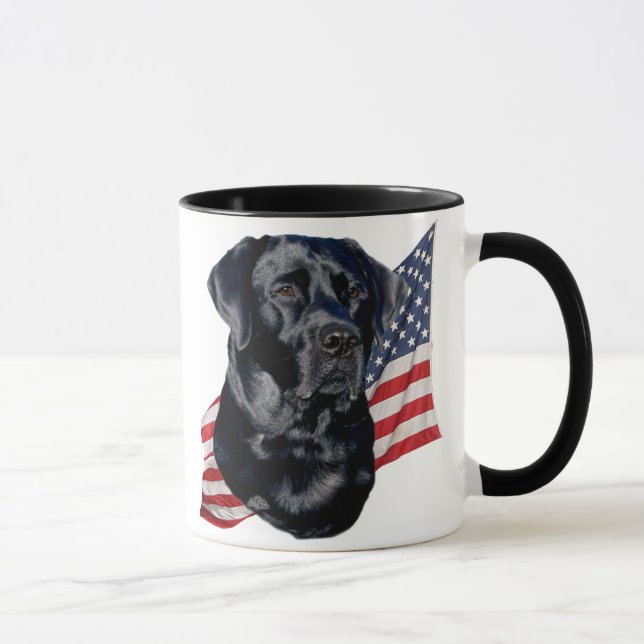 Mug Labrador retriever noir et drapeau (Droite)