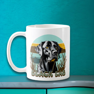 Mug Labrador Retriever Noir Personnalisé Texte Vintage