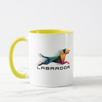 Mug Labrador retriever poligonal en amarillo y azul
