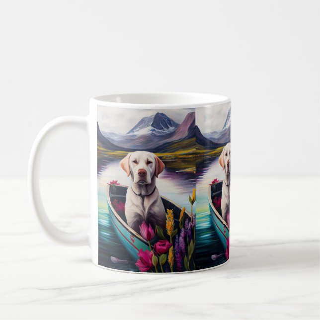 Mug Labrador sur une pagaie : Une aventure panoramique (Gauche)