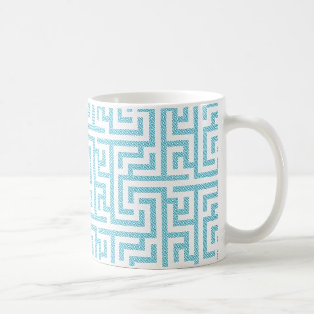 Mug Labyrinthe bleu clair et blanc (Droite)