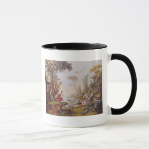 Mug Lac avec des oies, des cigognes, des perroquets et