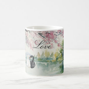 Mug Lac d'amour de cygnes romantiques