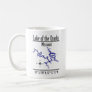 Mug Lac des Ozarks Missouri Carte de coordonnées Café