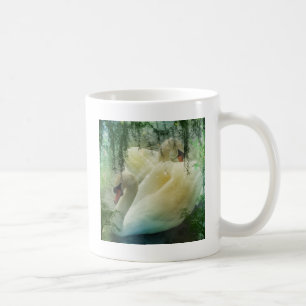 Mug Lac romantique Natation Cygnes blancs