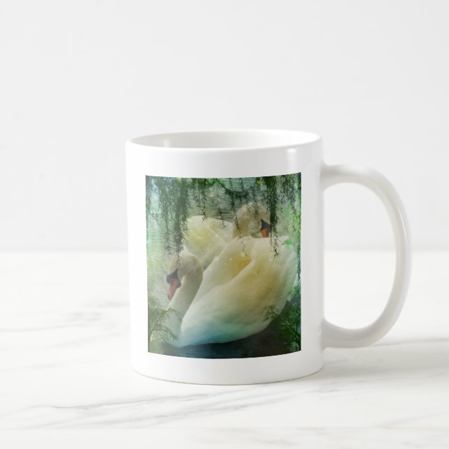 Mug Lac romantique Natation Cygnes blancs (Droite)