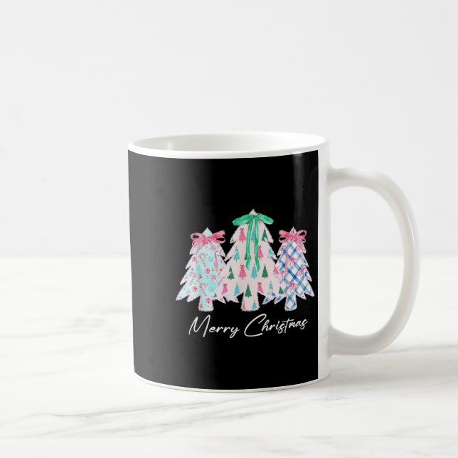 Mug Lace Coquette Bow Joyeux Noël Arbre mignonne Noël  (Droite)