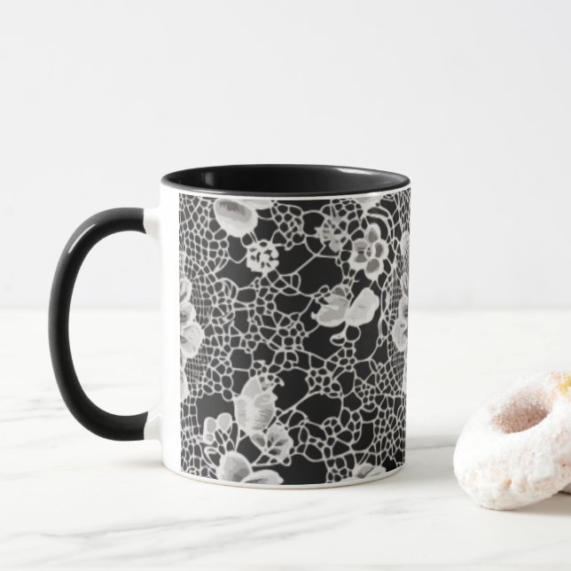 Mug Lace Floral Harmony (Avec donut)