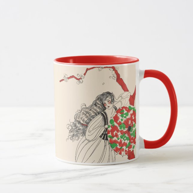 Mug LADY AVEC BOUMBRELLA Art Déco Beauté Cheveux mode (Droite)