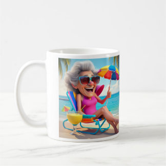 MUG " LADY RETIRED AT THE BEACH "