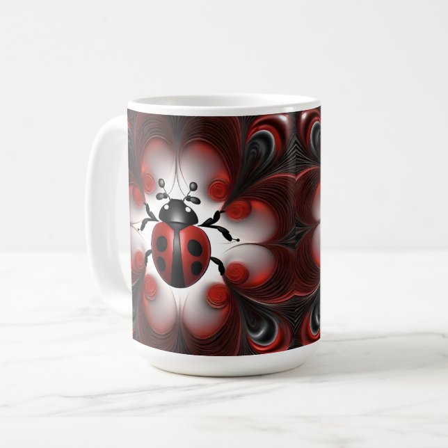 Mug Ladybird Fractal Art Design, (Devant gauche)