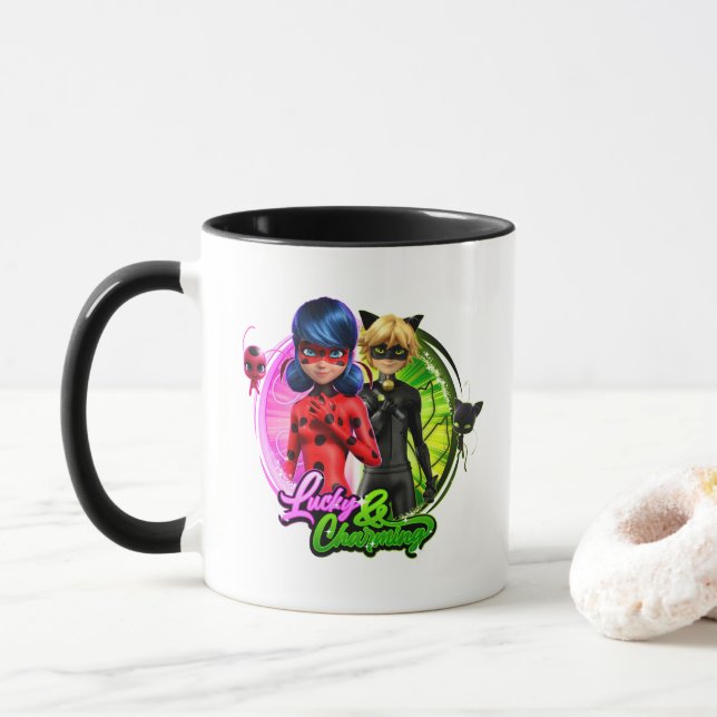 Mug Ladybug & Cat Noir | Lucky & Charming (Avec donut)