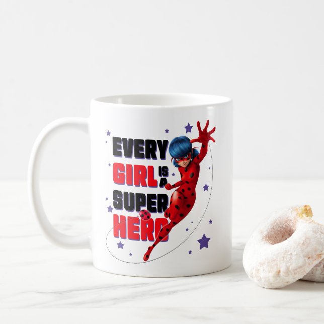 Mug Ladybug Every Girl est un super héros (Avec donut)