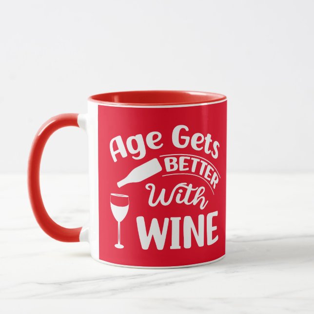Mug L'Âge S'Améliore Avec Le Vin, Citation De Vin Drôl (Gauche)