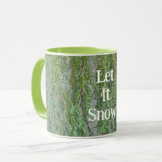 Mug Laisser Il Neige Vert Cypress Arbre Neige Coupe de (Devant gauche)