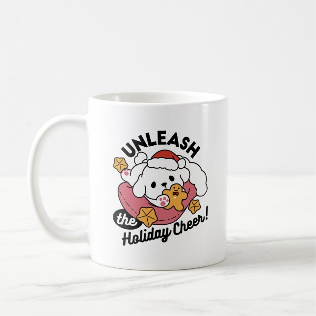 Mug Laisser la joie des fêtes - Noël de chien mignon (Gauche)