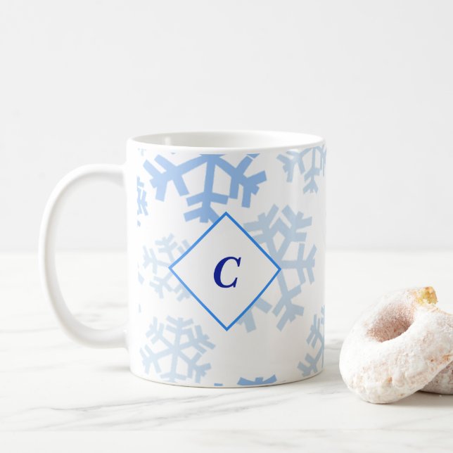 Mug Laisser la Musique Monogramme Bleu Neige (Avec donut)