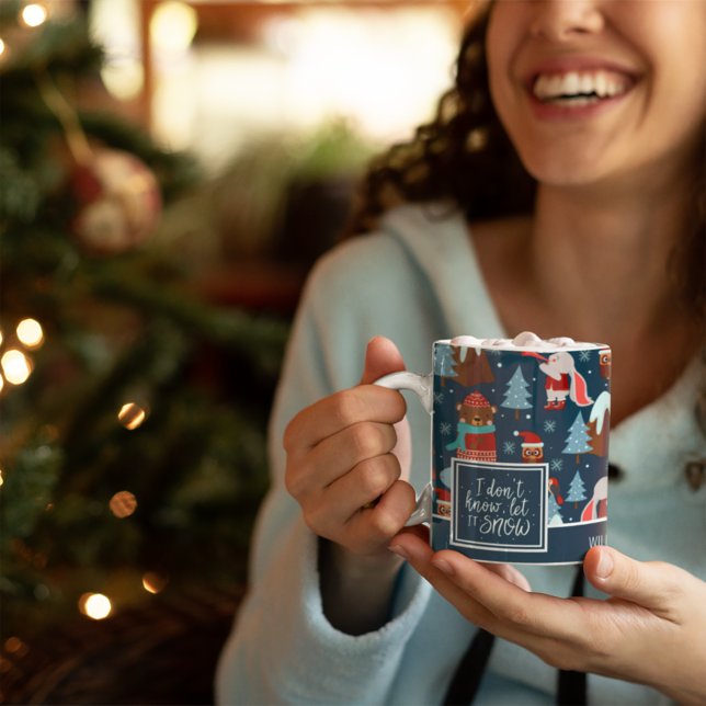 Mug Laisser la neige mignonne Motif animal avec le nom (Créateur téléchargé)