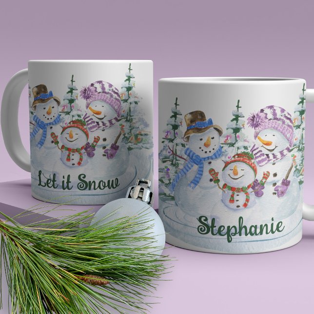 Mug Laisser la neige mignonne Snowman Noël personnalis (Créateur téléchargé)