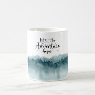 Mug Laisser l'aventure commencer aquarelle forêt
