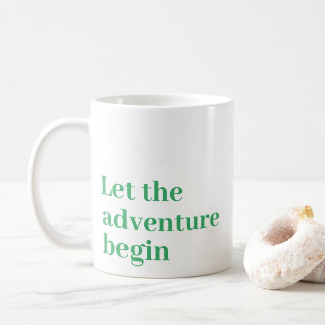 Mug Laisser l'aventure commencer Green script Monogram (Avec donut)