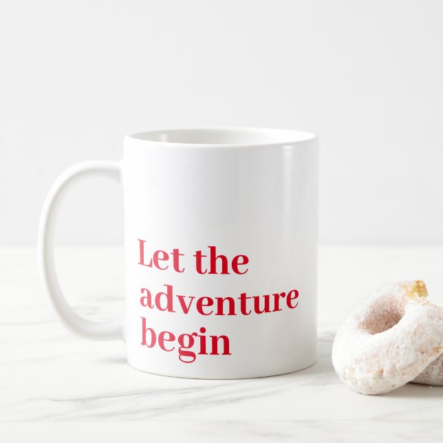 Mug Laisser l'aventure commencer Red script Monogramme (Avec donut)