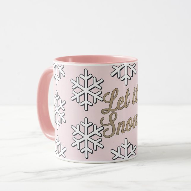 Mug Laisser Neige Rose Blanc Combo Musique (Devant gauche)