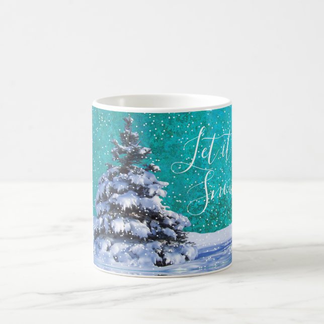Mug Laisser neiger hiver bleu turquoise blanc élégant (Centre)