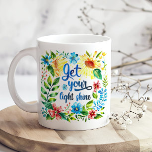 Mug "Laissez Briller Votre Lumière" Boho Fleurs sauvag