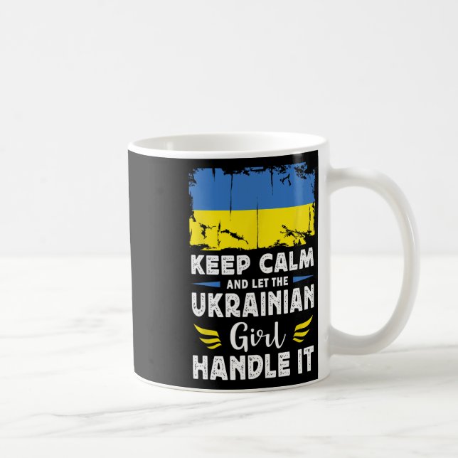 Mug Laissez la fille ukrainienne s'en occuper Drapeau  (Droite)