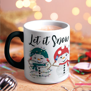 Mug Laissez-le neiger Festif Snowmen Aquarelle Noël