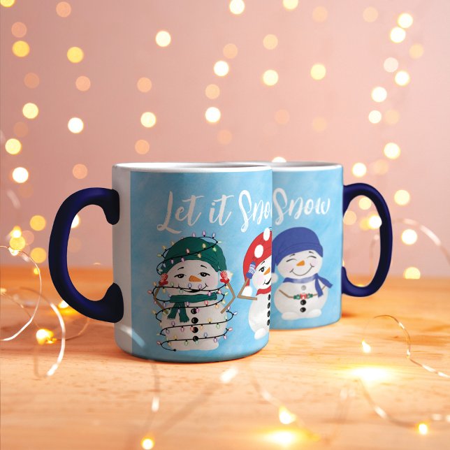 Mug Laissez-le neiger Festif Snowmen Aquarelle Noël (Créateur téléchargé)