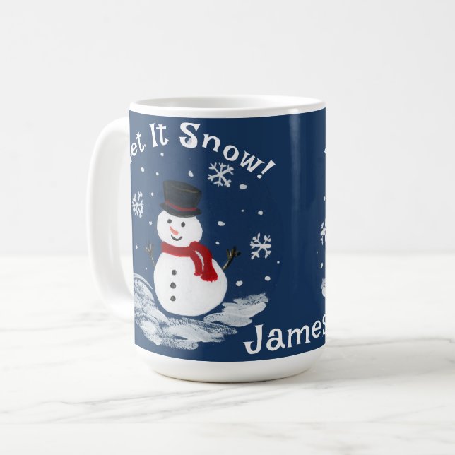 Mug Laissez-le neiger Snowman PERSONNALISER le cacao (Devant gauche)