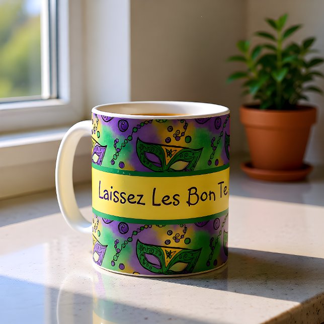 Mug Laissez Les Bons Temps Rouler Masques de Mardi Gra (Créateur téléchargé)