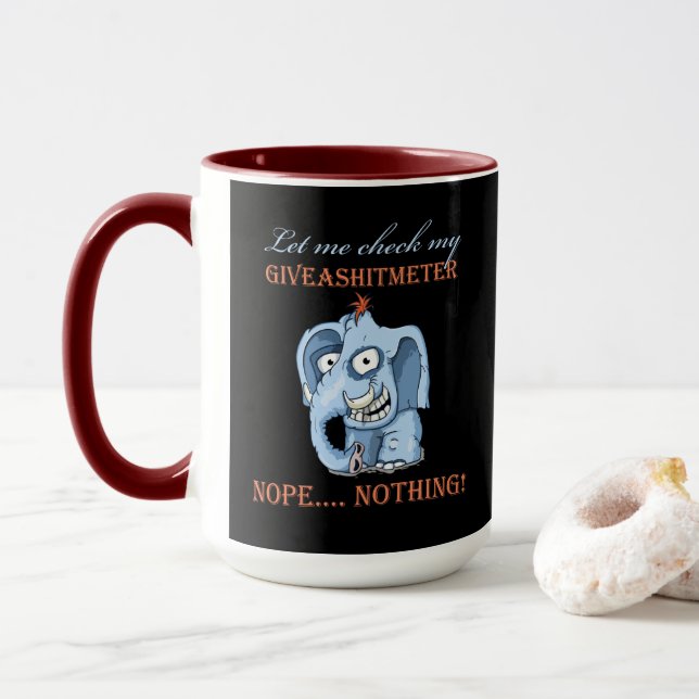 Mug Laissez-moi vérifier mon GiveAShitMeter (Avec donut)