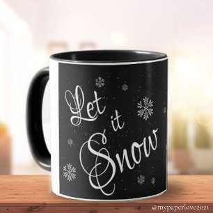 Mug Laissez Tomber La Neige Noir Blanc Joli Flocon De