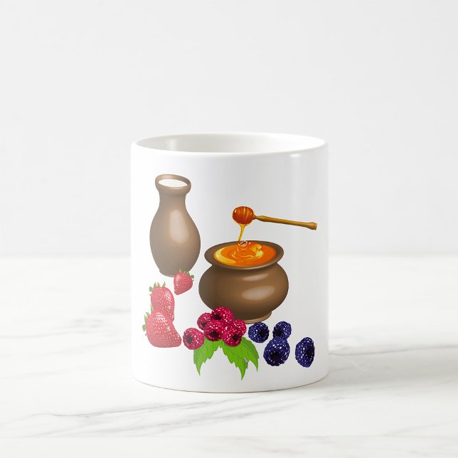 Mug Lait et Miel avec Baies Nourriture Rustique (Créateur téléchargé)
